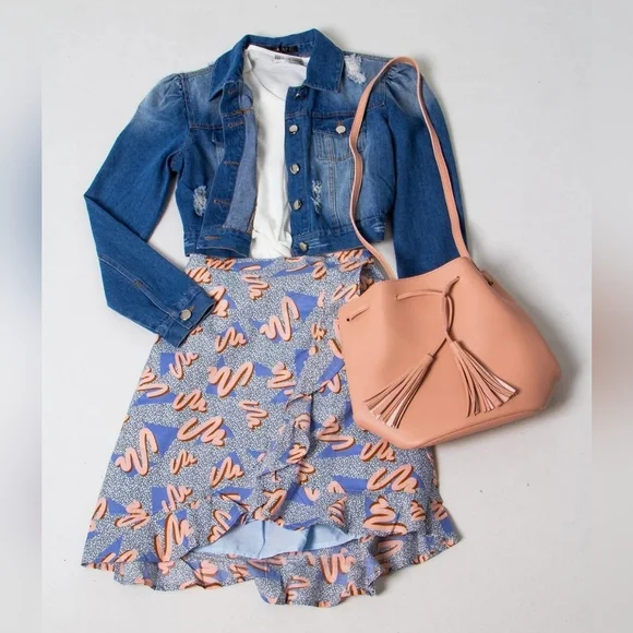 Retro 80s 90s Multi Memphis Style Ruffle Skirt Size Small Compañía Fantástica - Picture 1 of 11